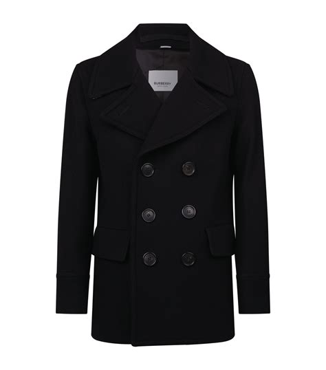 burberry wool blend peacoat|black wool blend pea coat.